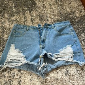 SHEIN curve light blue denim shorts, XL